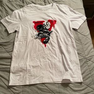 White Shirt with Cool V guy